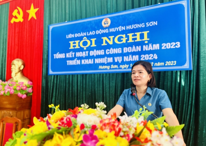 Hương Sơn: Hội nghị tổng kết hoạt động công đoàn năm 2023, triển khai nhiệm vụ năm 2024.